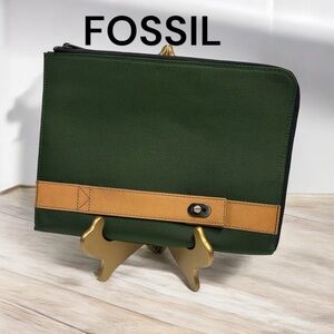 FOSSIL Men’s Tablet folio case green and leather trim